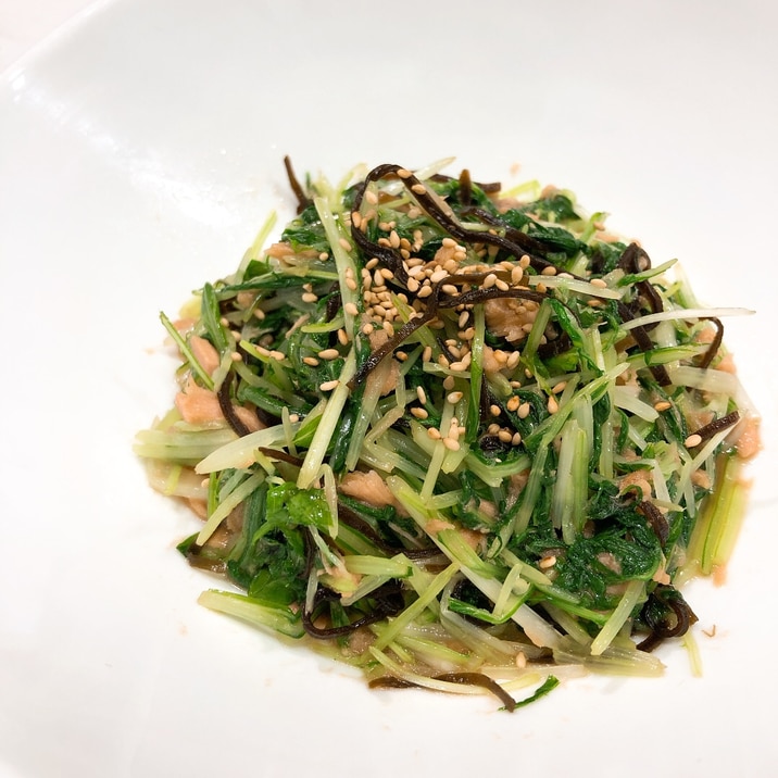 レンジで簡単!水菜とツナ塩昆布ポン酢和え!!